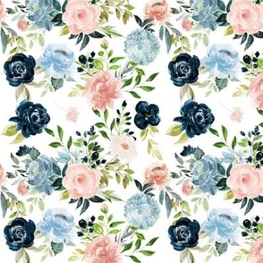 5" Indigo Whimsy Florals / White