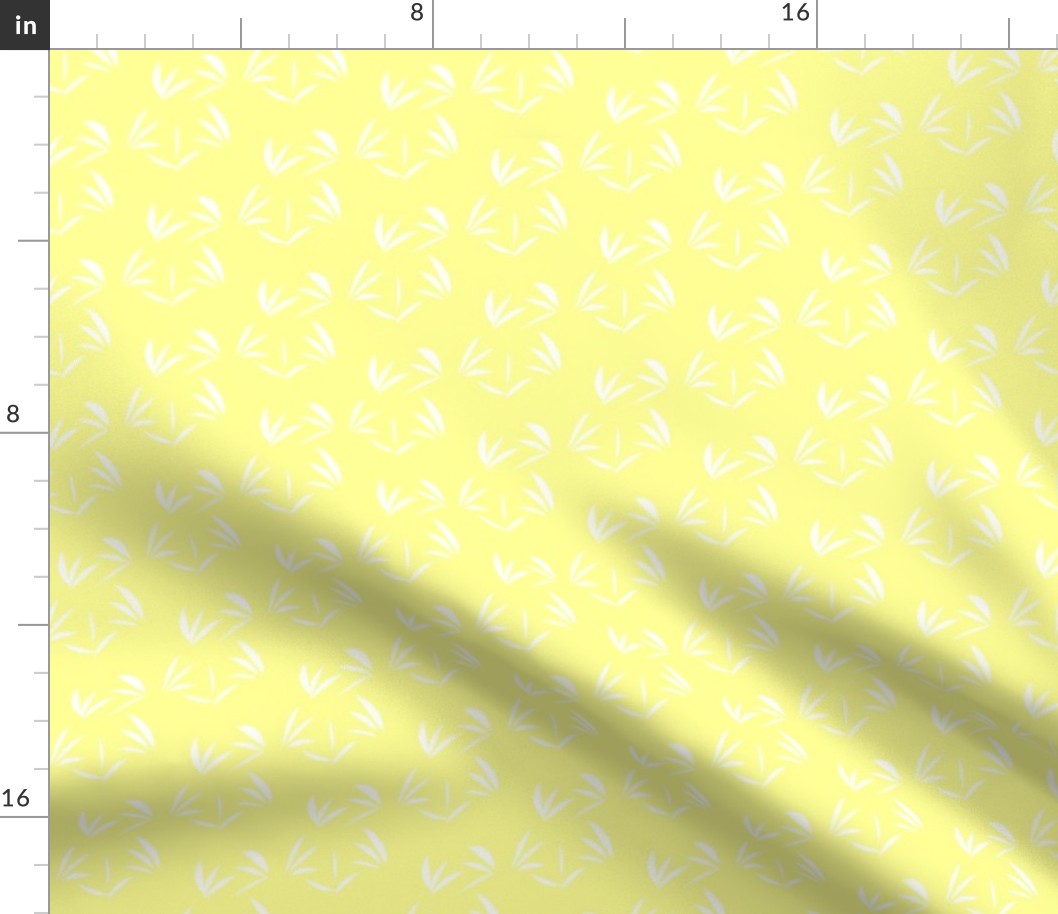 Snowy White Oriental Tussocks on Sunbeam Yellow - Small Scale