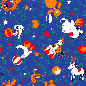 circus animals alphabet dark blue