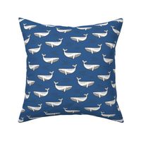 Whales on Navy Blue