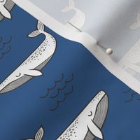 Whales on Navy Blue