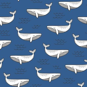 Whales on Navy Blue