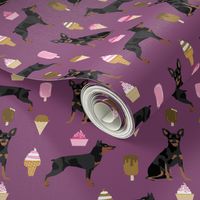 min pin fabric miniature pinscher dog ice cream design - amethyst