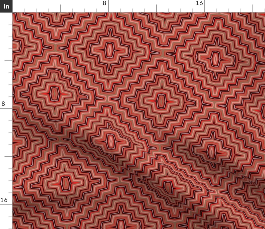 Red and Taupe Concentric ZigZags