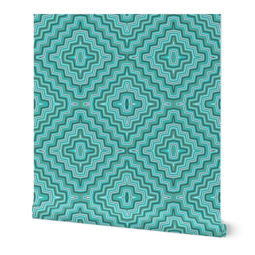 Green and Aqua Concentric ZigZags