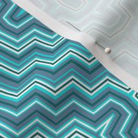 Slate Blue and Aqua Concentric ZigZags