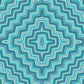 Slate Blue and Aqua Concentric ZigZags