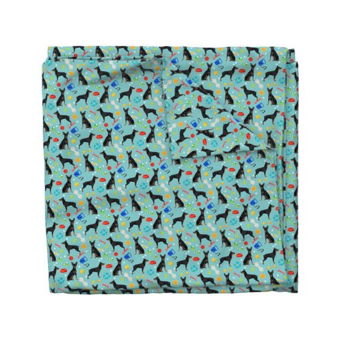 min pin dog fabric dogs and toys design miniature pinscher - blue