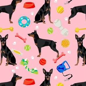min pin dog fabric dogs and toys design miniature pinscher - pink