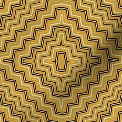 Olive and Yellow Concentric ZigZags