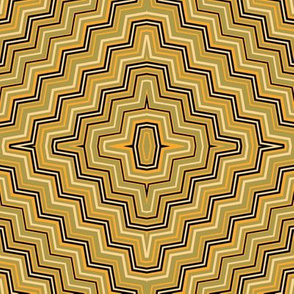 Olive and Yellow Concentric ZigZags