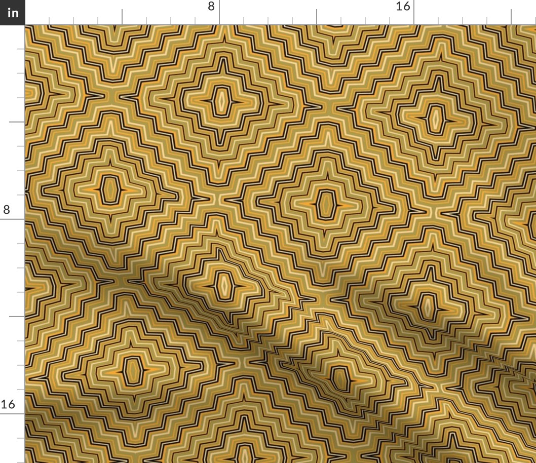 Olive and Yellow Concentric ZigZags