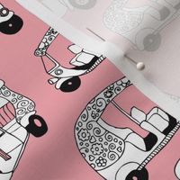 Pink auto rickshaw tuk tuk taxi trendy asian travel print 