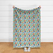 animal alphabet retro blue