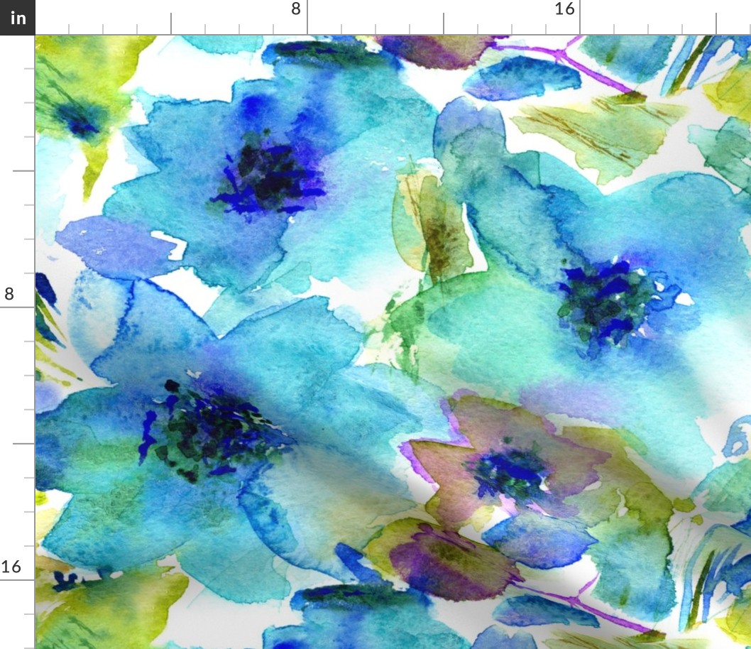 Blue watercolor flowers