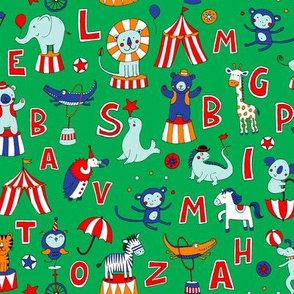 Animal Circus Alphabet - on green