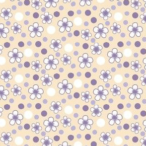 Flower Polka Dots in Violet and Khaki
