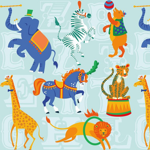 Circus Animal Alphabet in Powder Blue