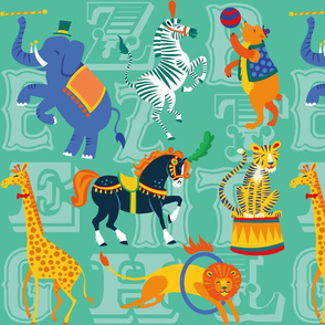 Circus Animal Alphabet in Teal