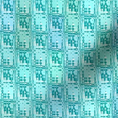 Turquoise Grid Upholstery Fabric