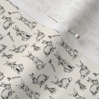 Micro / Sketch Bunnies on Cream - Easter, Spring, Bunny
