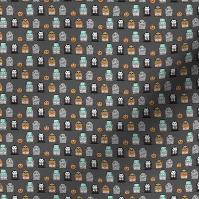 (micro print) trick-or-treating - dark grey