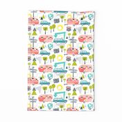 Road Trip - Fat Quarter Linen Tea Towel