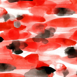 Living Jewel Abstract Watercolor Brush Stroke Red and Black - © Lucinda Wei