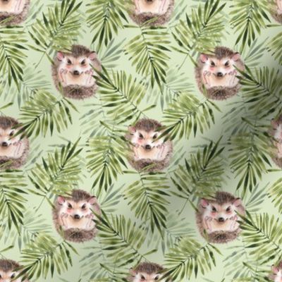 Hedgehogs. Green pattern