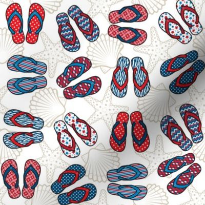 Flip Flops - Patriotic, White