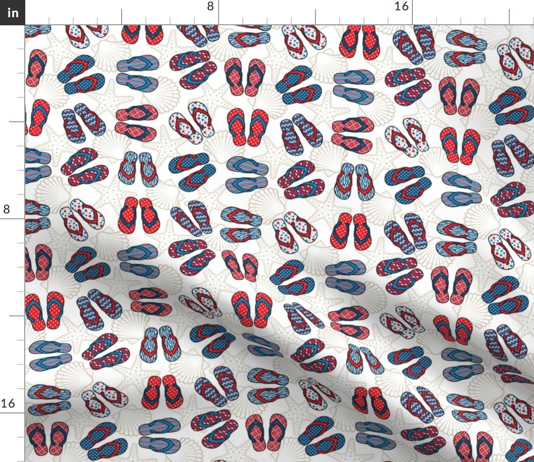 Flip Flops - Patriotic, White