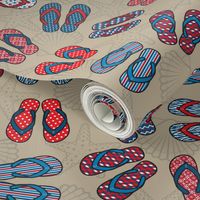 Flip Flops - Patriotic, Taupe