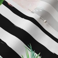 10.5" Flamingo Park Black and White Stripes Floral / 90 degrees