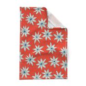 sema fire orange blue tea towel