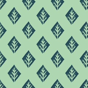 diamond fabric // coordinate simple linocut illustration design by andrea lauren - navy and mint