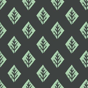 diamond fabric // coordinate simple linocut illustration design by andrea lauren - charcoal and mint