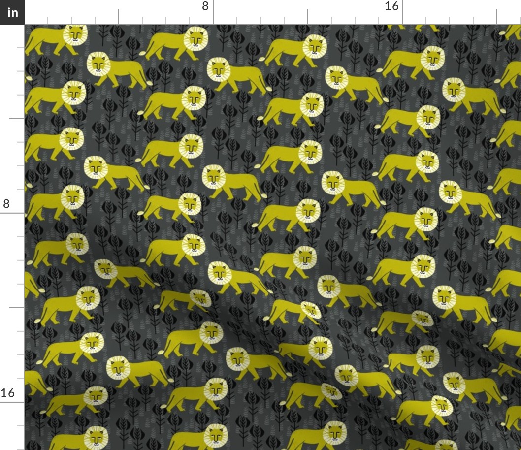 safari  ion fabric // nursery baby linocut design animals fabric - charcoal