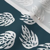 tropical leaves fabric // linocut monstera decor design - navy