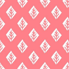 diamond fabric // coordinate simple linocut illustration design by andrea lauren - coral