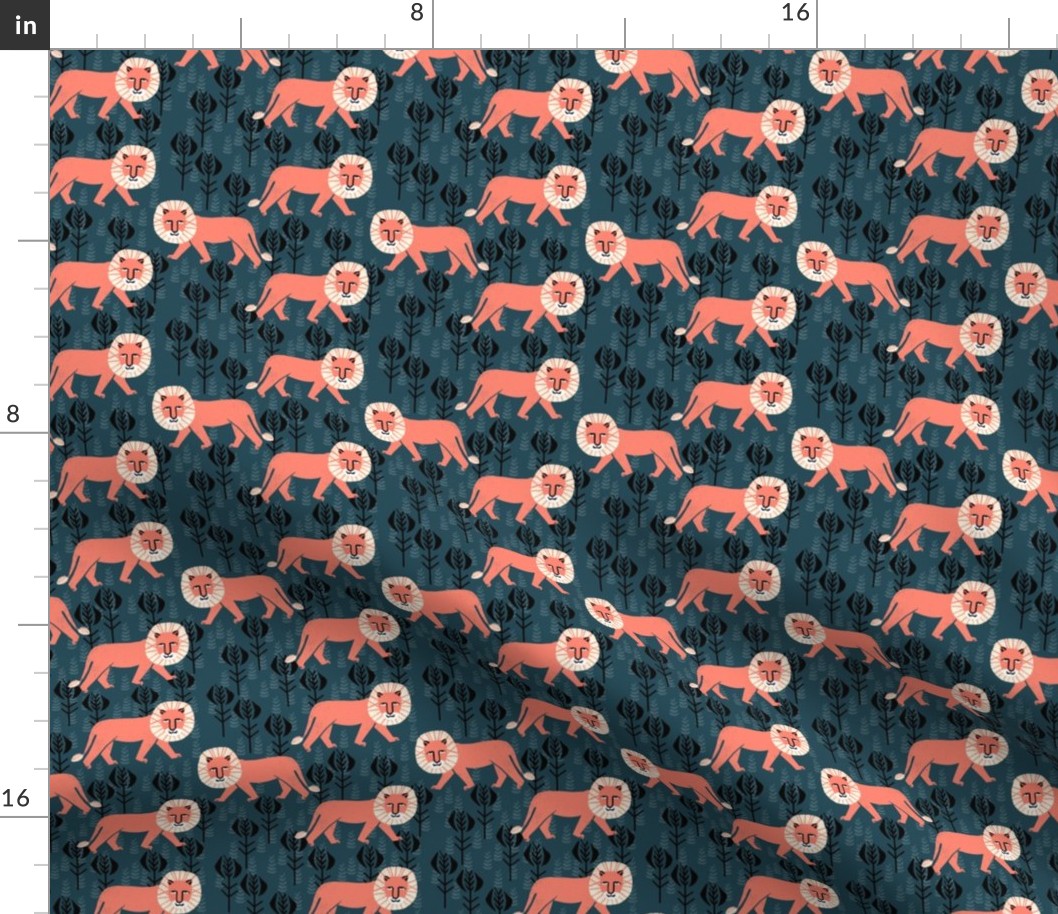 safari  ion fabric // nursery baby linocut design animals fabric - navy