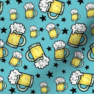 Mugs of Beer on Blue / Scatter small  