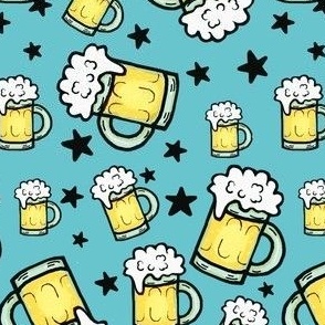 Mugs of Beer on Blue / Scatter small  