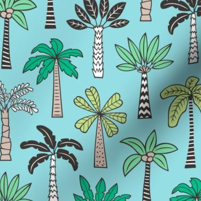 Palm Trees on Paradise Blue