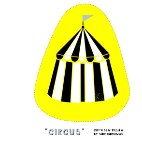 Cut and Sew "Circus" Pillow (black and white)