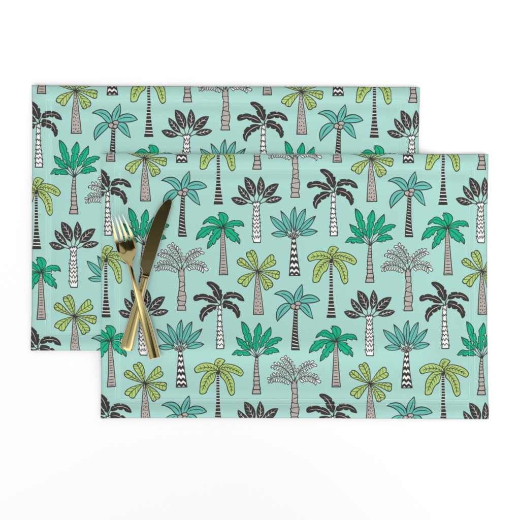 Palm Trees on Mint Green