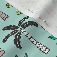 Palm Trees on Mint Green