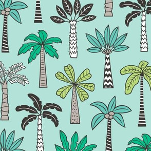 Palm Trees on Mint Green