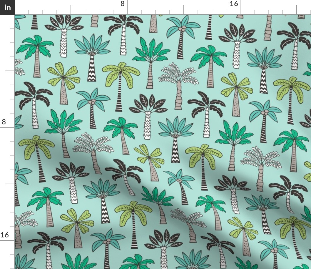 Palm Trees on Mint Green