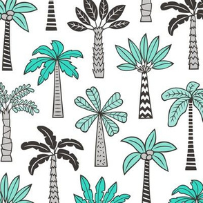 Palm Trees  Mint Green on White