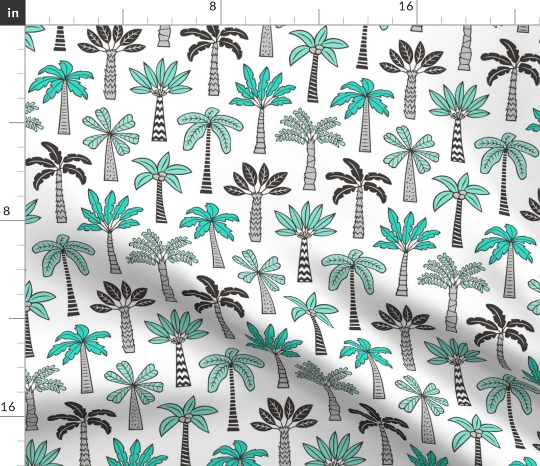 Palm Trees  Mint Green on White